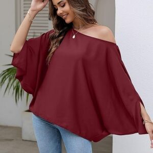 *NWT CiCiBird Women Casual Off The Shoulder Blouse Loose Batwing Sleeve Shirt